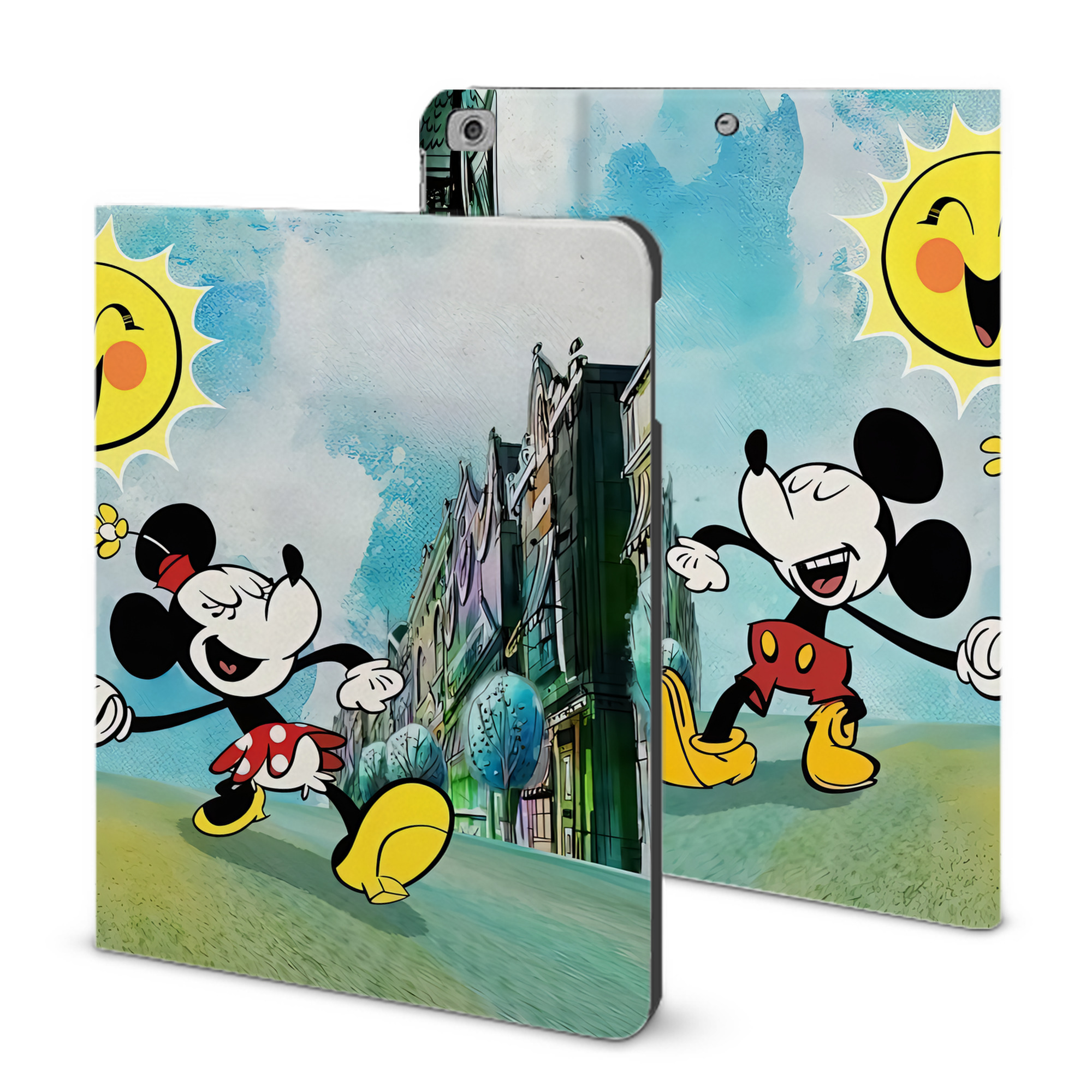（画像用） ミッキーマウス Mickey Mouse IPad ケース ブック型 PUレザー TPU 耐衝撃 軽量 薄型 ペン収納なし 全面保護 IPad 各モデル対応